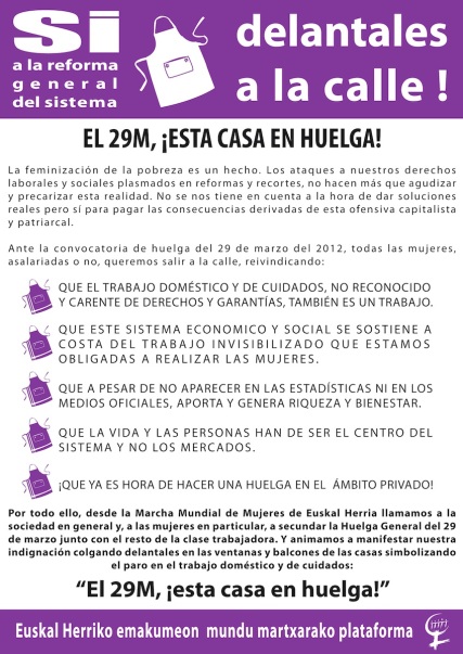 Huelga cuidados 29m Euskal Herriko Emukameon mundu martxarako plataforma